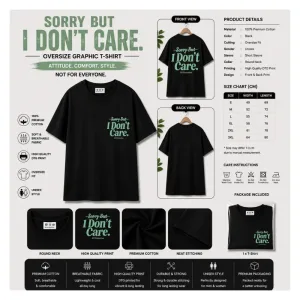 Sorry But I Don't Care Oversized Graphic T-Shirt
