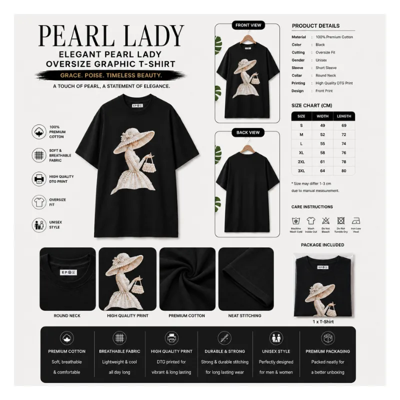 PEARL LADY OVERSIZED GRAPHIC T-SHIRT thumbnail 2