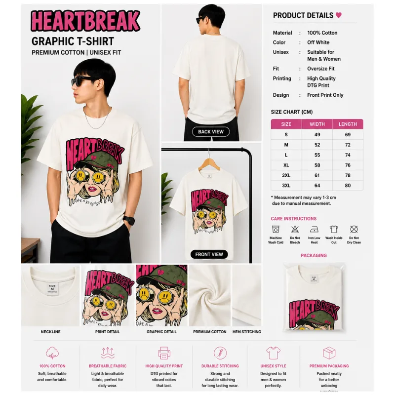 HEARTBREAK Graphic Oversize T-Shirt thumbnail 2