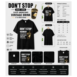 Don't Stop Vintage Coffee Graphic T-Shirt |
