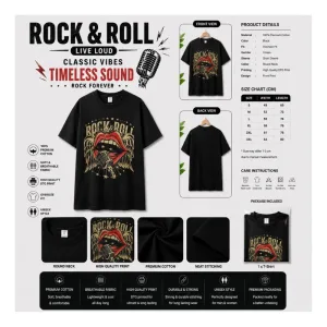 ROCK & ROLL Vintage Graphic Oversized T-Shirt
