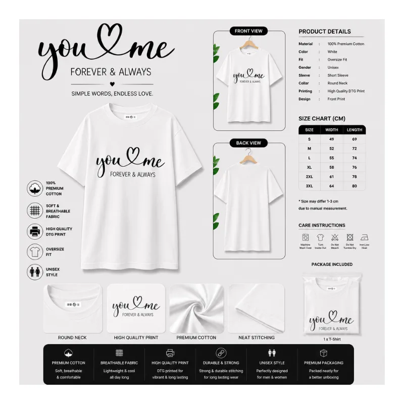 You & Me Forever & Always Oversized T-Shirt thumbnail 2