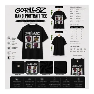 GORILLAZ Band Portrait Oversize T-Shirt