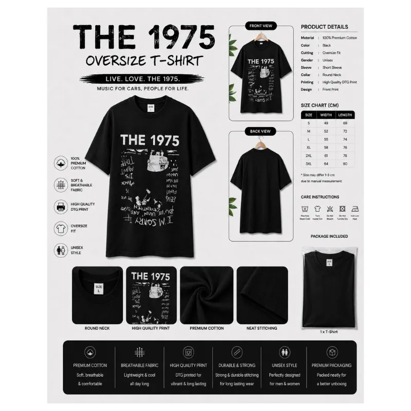 THE 1975 Vintage Graphic Oversize T-Shirt thumbnail 2