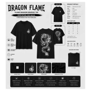 Dragon Flame Graphic Oversized T-Shirt