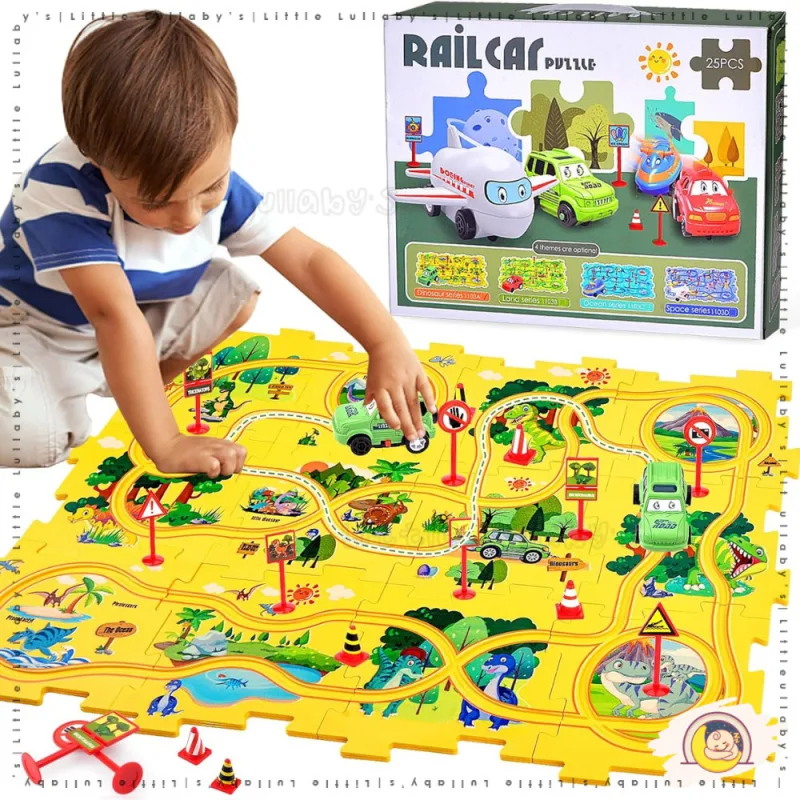 Puzzle Track Car Mainan Kereta Trek mainan budak lelaki DIY Educational toys Kid