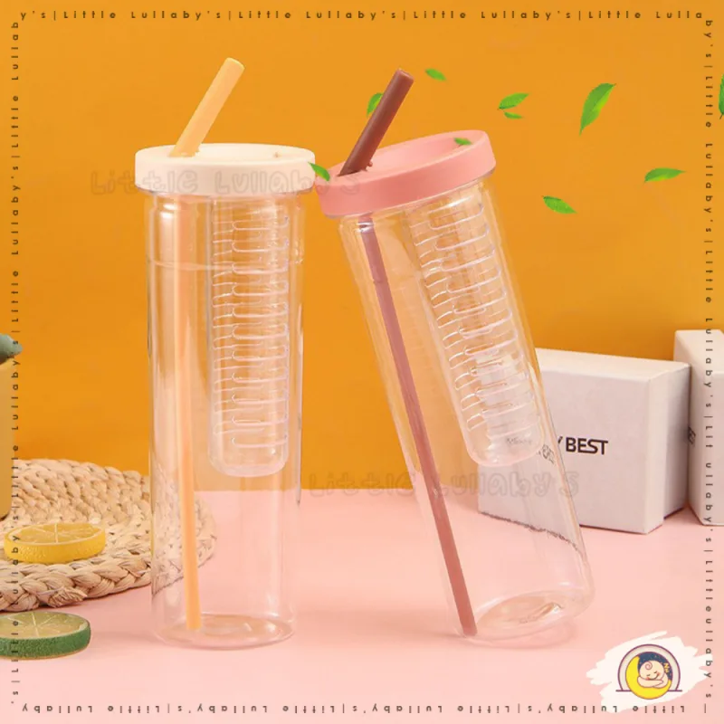 700ML Fruit Infuser Water Bottle with Straw BPA free Outdoor Activities Travel Botol Buah thumbnail 3