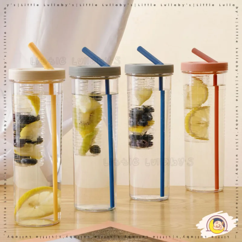 700ML Fruit Infuser Water Bottle with Straw BPA free Outdoor Activities Travel Botol Buah thumbnail 2