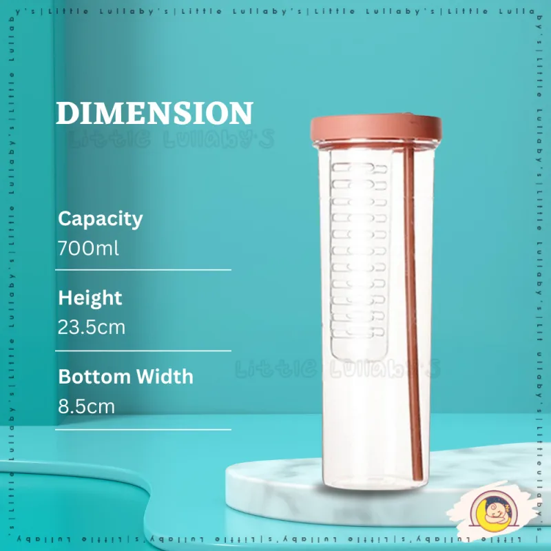 700ML Fruit Infuser Water Bottle with Straw BPA free Outdoor Activities Travel Botol Buah thumbnail 5