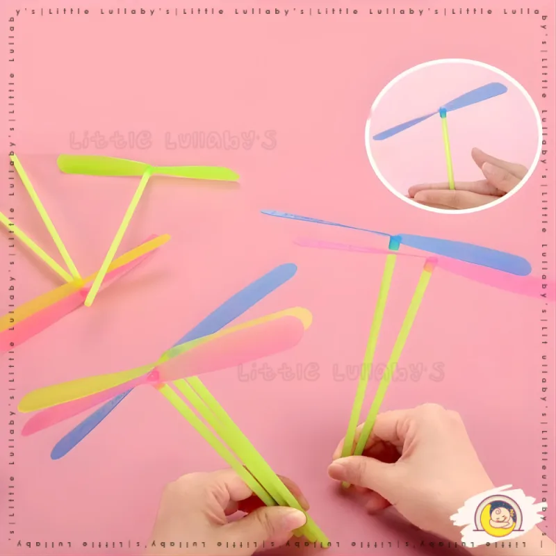 Bamboo Dragonfly Helicopter Toy Mainan Helikopter Buluh Flying Propeller Toy Outdoor Kids thumbnail 2