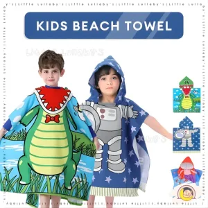 60x120cm Kids Hooded Towel Poncho Tuala Budak Astronaut Space Cotton Beach Pool Bath Boys Girls