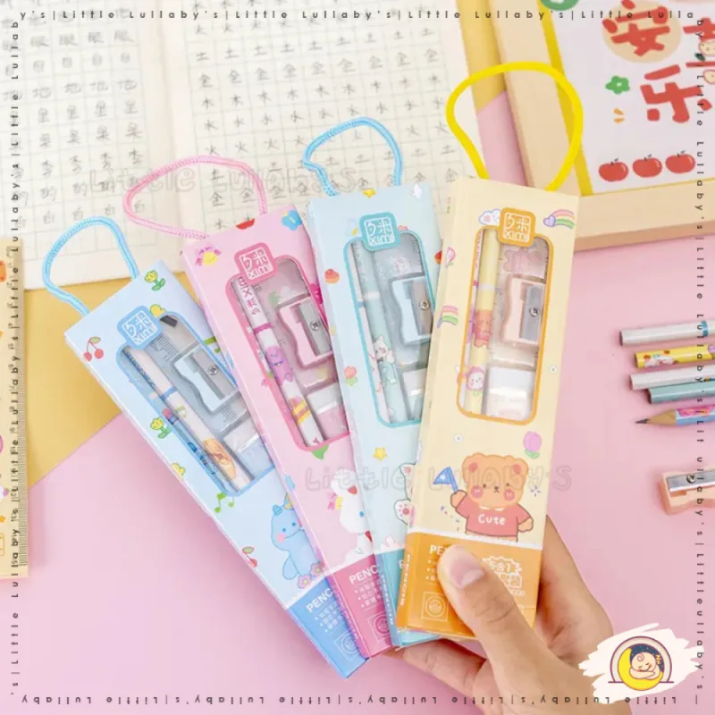 Stationery Gift Set Alat Tulis Pencil Eraser Sharpener Ruler Back To School thumbnail 4