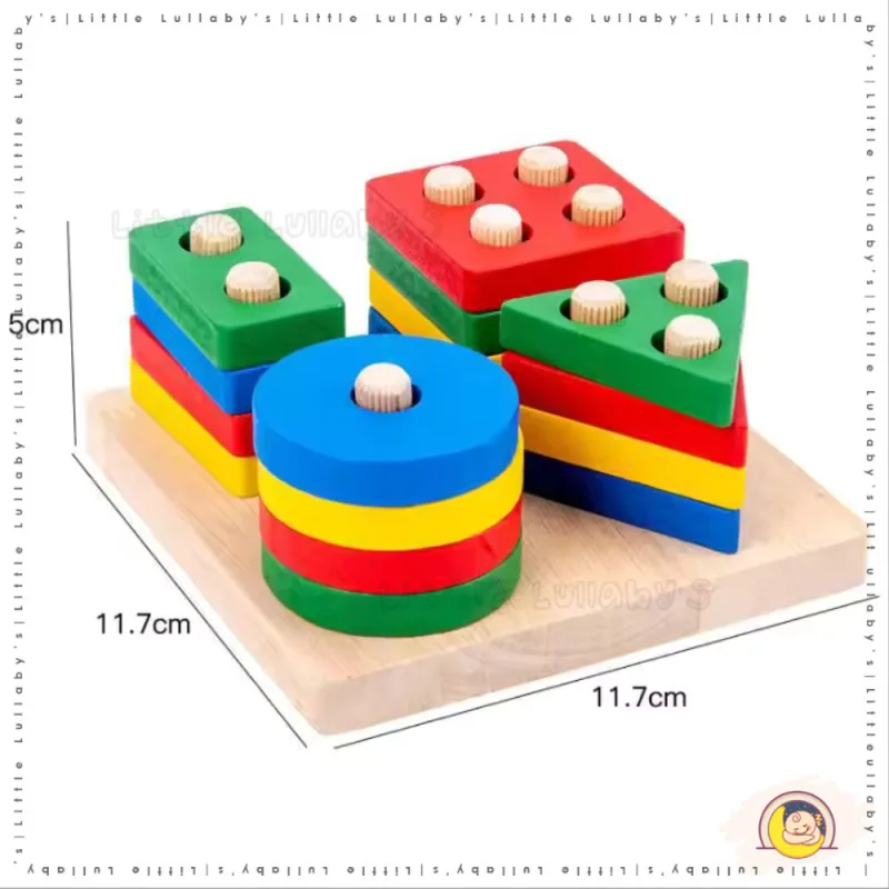 Wooden Toys Geometry Shape Building Blocks Kids Early Learning Montessori Educational Toys thumbnail 3