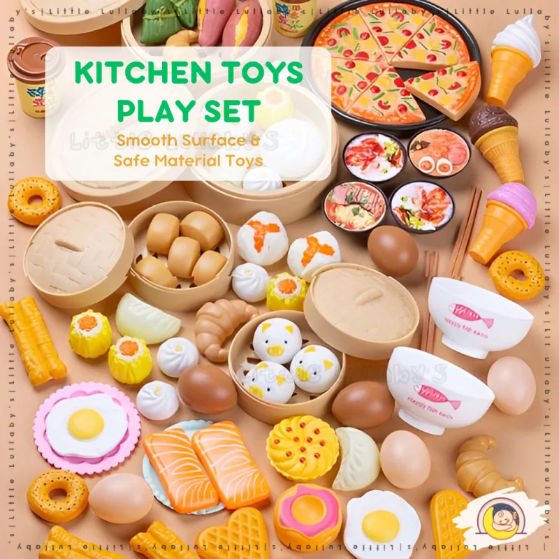 84PCS Kitchen Food Pretend Play Set Dim Sum Pizza Mainan Masak-Masak Educational Toy