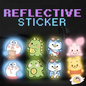 Cartoon Reflective Sticker Pelekat Reflektif Helmet Car Kereta Pelekat Terpantul Motor