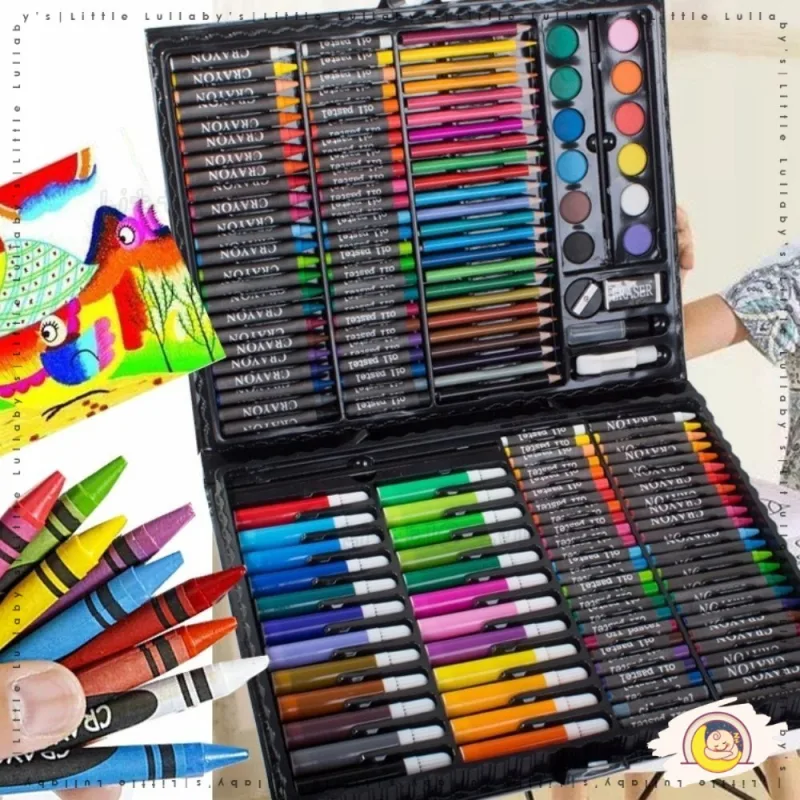 168PCS Kids Art Set Lukisan Draw Watercolor School Learning Stationary Color Drawing Painting Crayon Brush Pen thumbnail 2