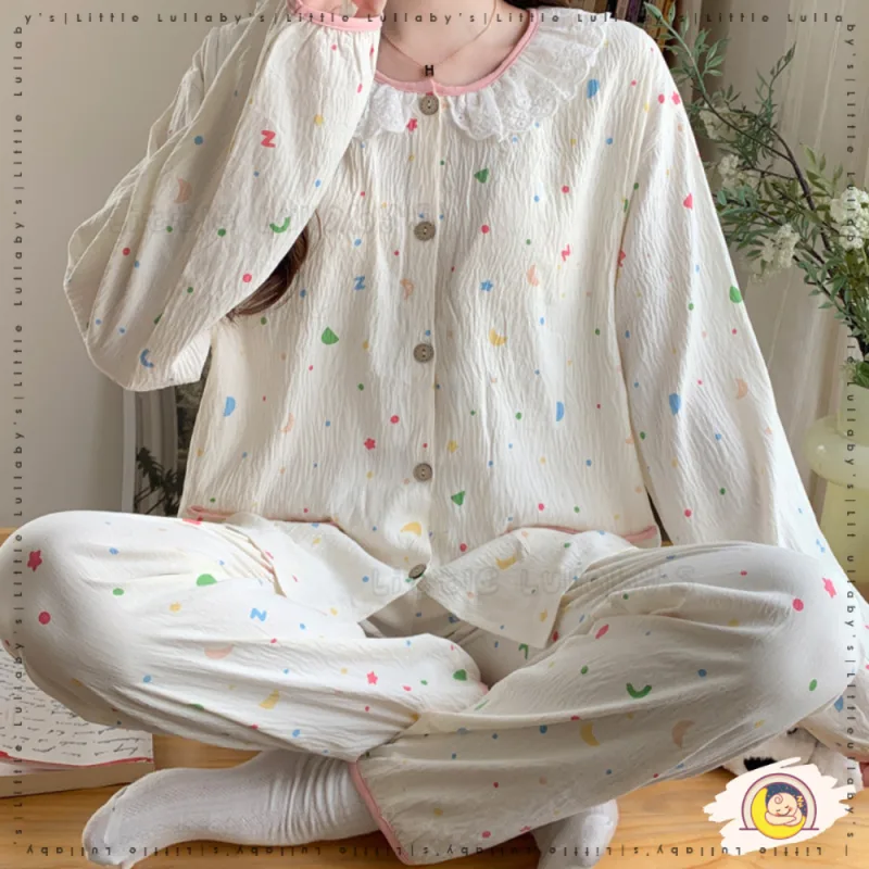 Cotton Maternity Pajamas Pakaian Berpantang Women Girls Soft Shirt Pants Mengandung Menyusu thumbnail 3