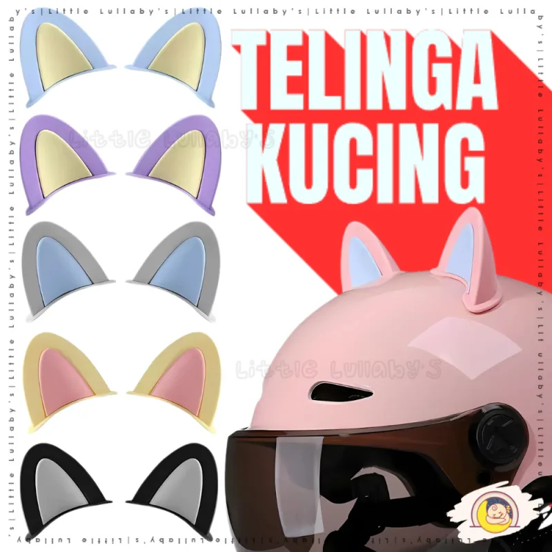 Cute Cat Ears Helmet Accessories Telinga Kucing Helmet Aksesori Motor Dekorasi Topi Keledar thumbnail 2