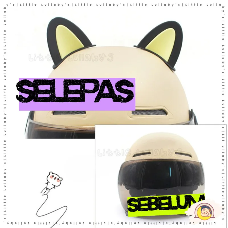 Cute Cat Ears Helmet Accessories Telinga Kucing Helmet Aksesori Motor Dekorasi Topi Keledar thumbnail 4