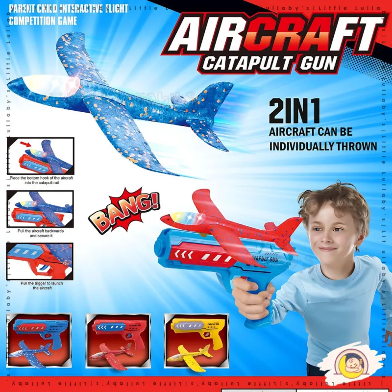 Kids Plane Toy Mainan Pelancar Pesawat Kapal Terbang Launcher Toy Gift Outdoor Flying Plane