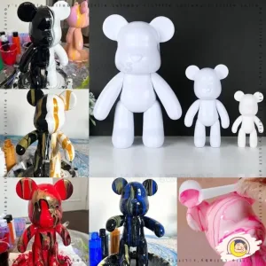 DIY Bear Paint Fluid Art Handmade Educational Toys Games Liquid Paint Graffiti Ornaments DIY Cat Beruang Seni