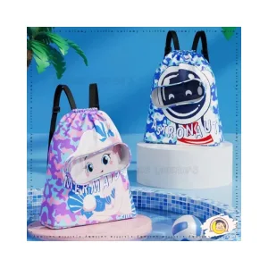 Kids Cute Cartoon Swim Bag Beach Bag Pool Swim Drawstring Backpack Waterproof Beg Kalis Air Budak