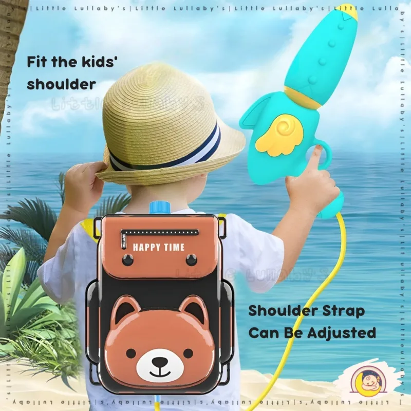 Kids Outdoor Games High Pressure Cartoon Water Spray Gun Shooting Backpack Permainan Kanak Bag Pistol Air thumbnail 5