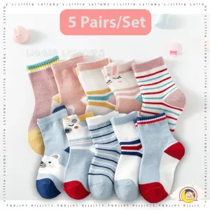 [5 Pairs] Kids Socks OOTD Baby Boy Stockin Budak Baby Casual Cute Cotton Sarung Kaki