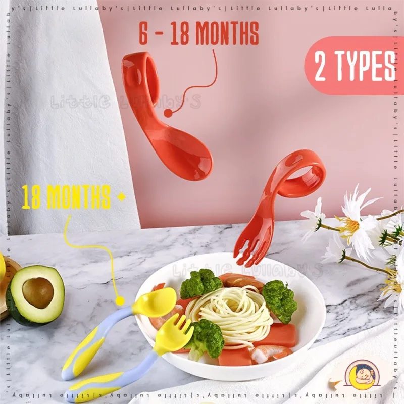 Bend Spoon Training Spoon Fork Set Safety Infant Feeding Toddler Twist Garpu Sudu Latihan