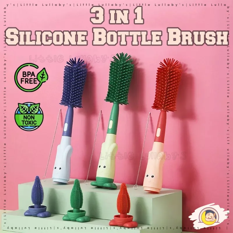 [3 in 1] Silicone Bottle Brush Cartoon Baby Soft Milk Cleaning Pacifier Straw [3 Dalam 1] Berus Botol Susu thumbnail 2