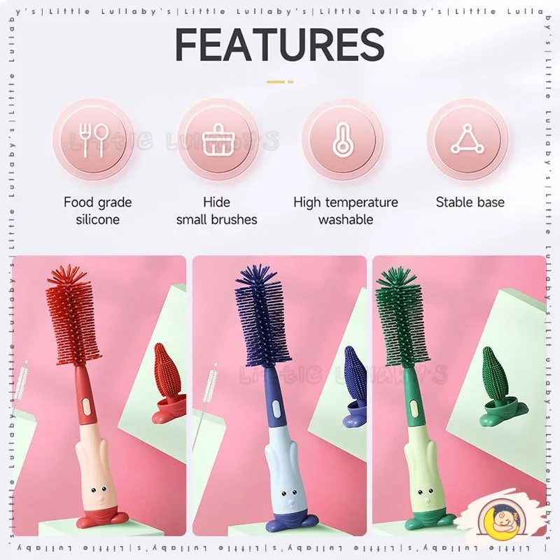[3 in 1] Silicone Bottle Brush Cartoon Baby Soft Milk Cleaning Pacifier Straw [3 Dalam 1] Berus Botol Susu thumbnail 3