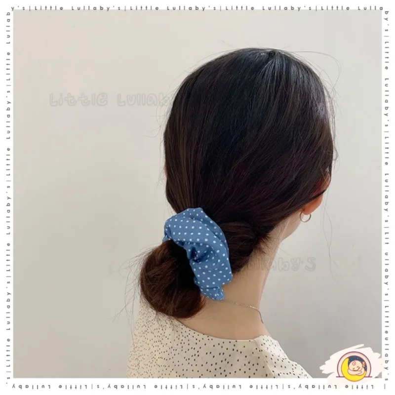 Blue Hair Tie Scrunchies Gelang Rambut Fashion Hair Accessory Stylish Elastic Pita Rambut Aksesori Rambut thumbnail 3
