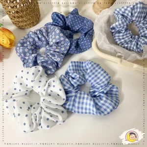 Blue Hair Tie Scrunchies Gelang Rambut Fashion Hair Accessory Stylish Elastic Pita Rambut Aksesori Rambut