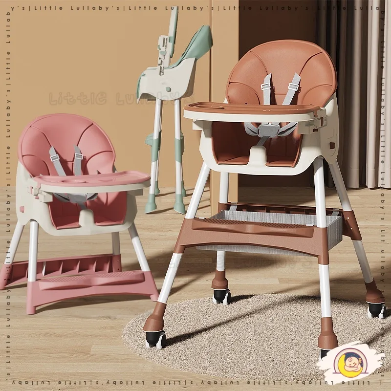 Adjustable Baby Dining Chair Leather Wheels Multipurpose Chair Kerusi Makan Serba Boleh Laras thumbnail 2