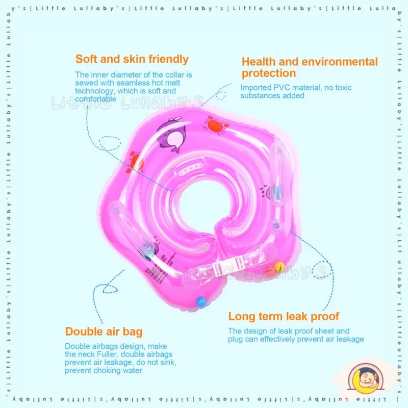 Baby Neck Float Pelampung Leher PVC Inflatable Swimming Neck Ring Newborn Adjustable thumbnail 4