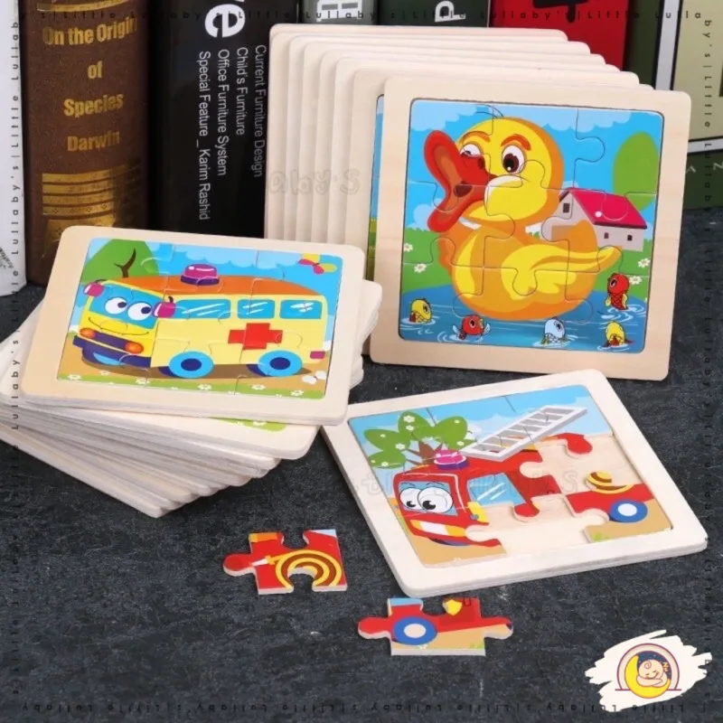 9pcs Kids Jigsaw Wooden Puzzle Early Learning Education Animal Vehicle Transport Insect Sea Animal Mainan Puzzle