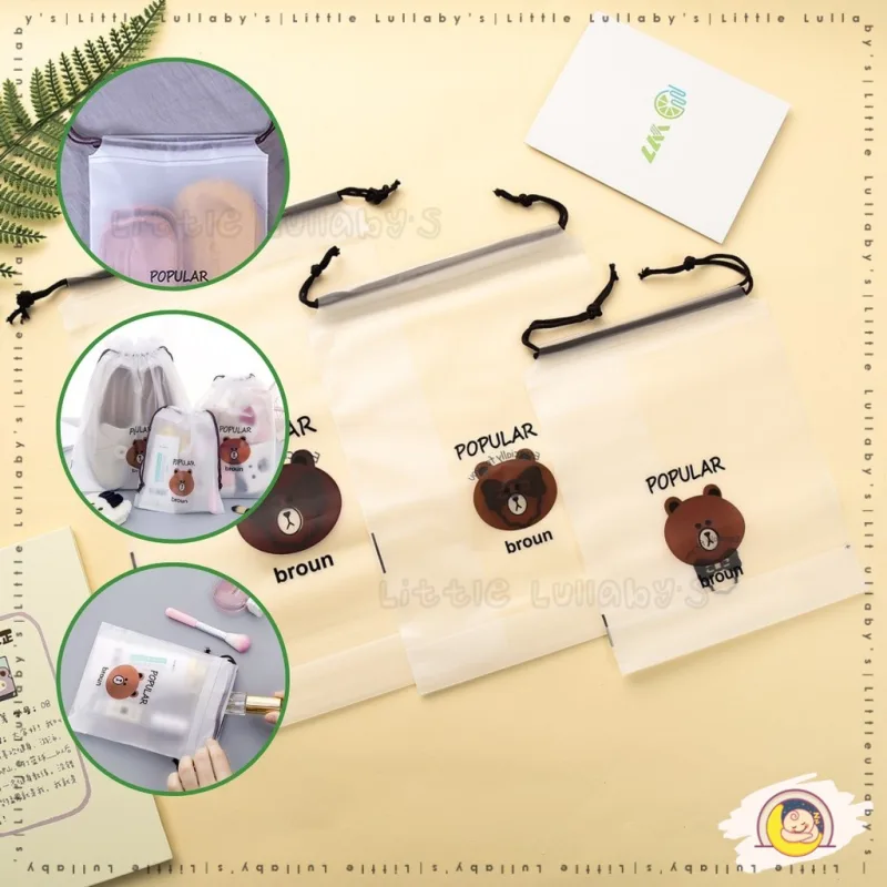 Drawstring Zip Storage Bag Waterproof Stationery Travel Cosmetic Multipurpose Gift Shoe Bag Beg Bertali thumbnail 2