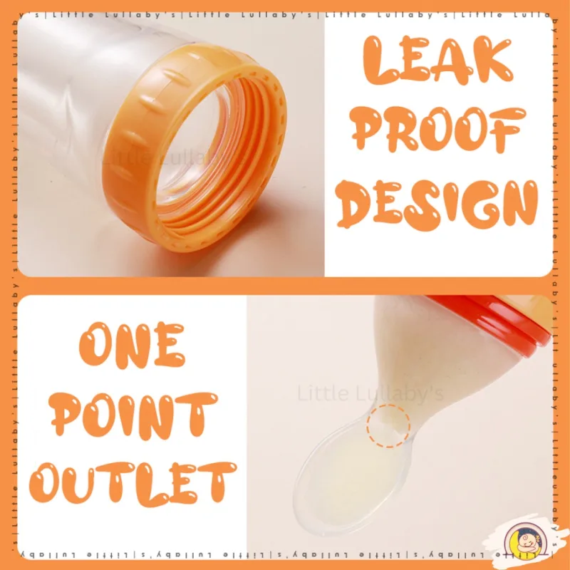 Baby Feeder Spoon Bottle With Cover Case BPA Free Silicone Squeeze Feeding Food Botol Sudu Suap thumbnail 5