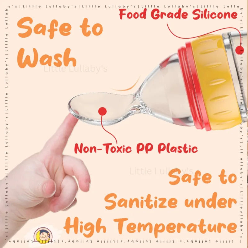 Baby Feeder Spoon Bottle With Cover Case BPA Free Silicone Squeeze Feeding Food Botol Sudu Suap thumbnail 4