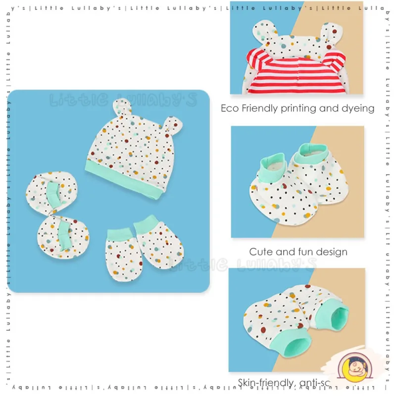 3 in 1 Baby Hat Mitten Glove Cap Socks Newborn Infant Sarung Tangan Sarung Kaki Topi 3 thumbnail 5