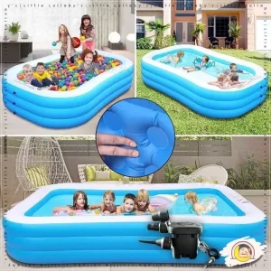 Inflatable Swimming Pool kolam mandi budak 285cm 255cm 150cm 3 Ring Kids Baby Family Electric