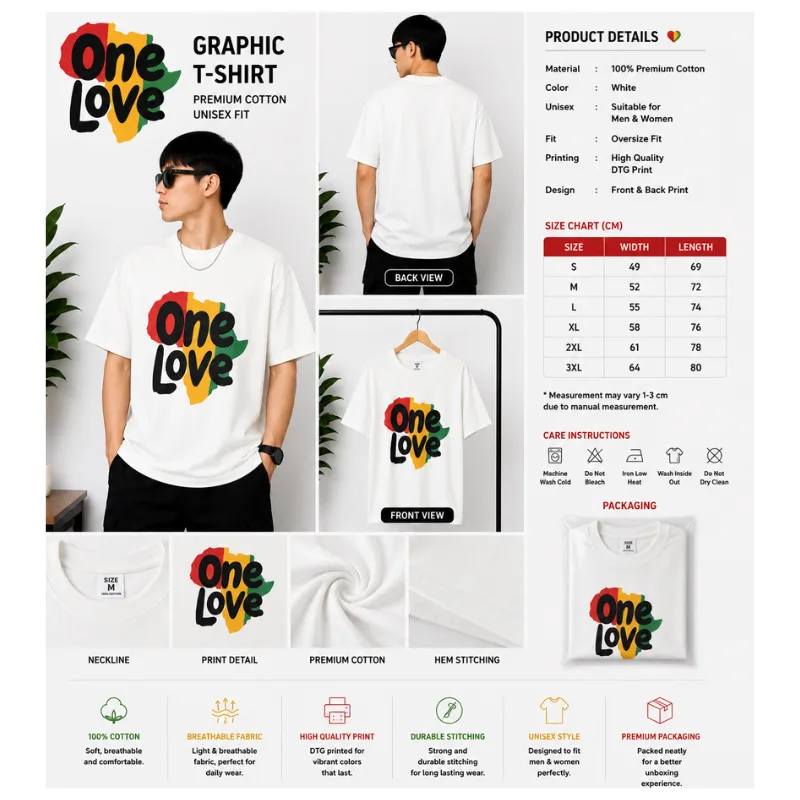 One Love Graphic Oversize T-Shirt thumbnail 2