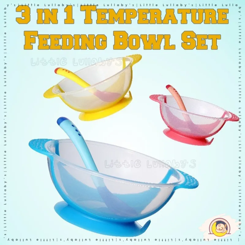 3 in 1 Temperature Feeding Bowl Set Spoon Detection Food Baby Tableware 3 In 1 Mengesan Suhu Bekas Makan thumbnail 2