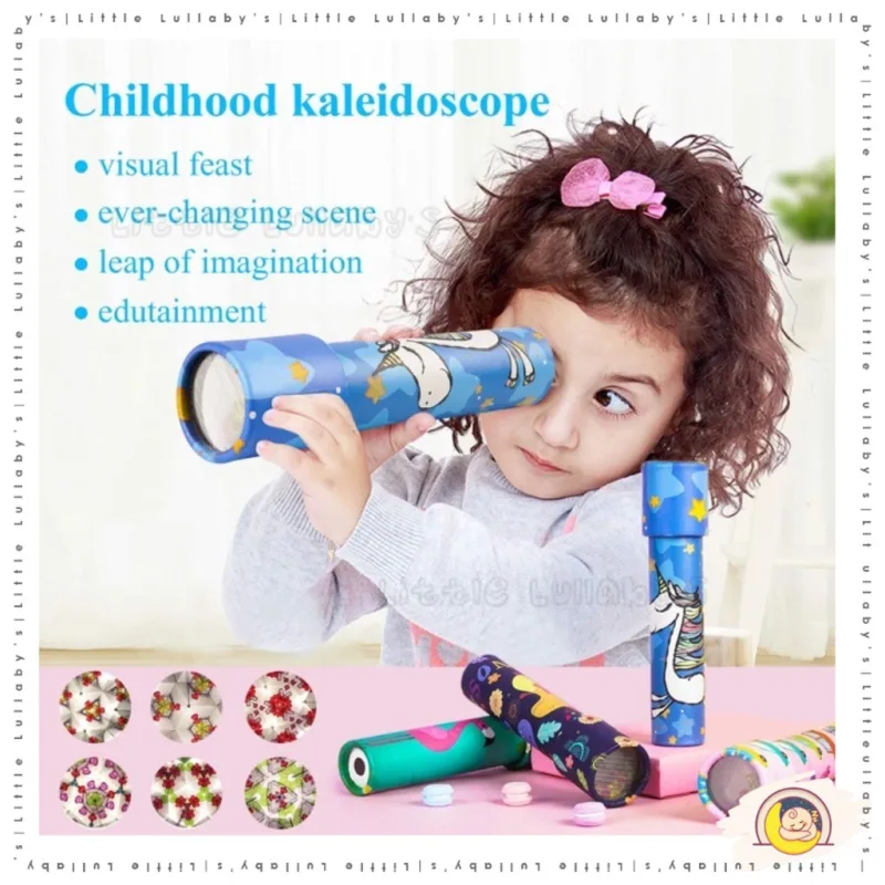Kaleidoscope Mainan Early Learning Educational Toys Mirror Rotating Scope Pemandangan Kaca thumbnail 3