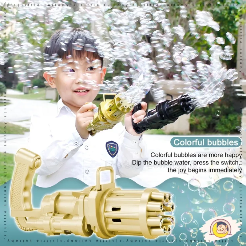 Mainan Bubble Gun 8 Holes Machine Gun Toy Toys Kids Gift Mainan Pistol Buih thumbnail 3