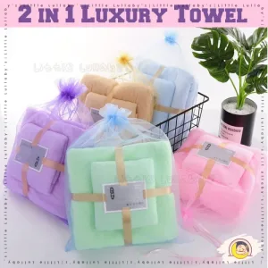 2 in 1 Luxury Super Large Towel Bath High Absorbent Microfiber Soft Set Tuala Mandi Muka 21