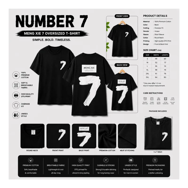 Number 7 Oversized T-Shirt thumbnail 2