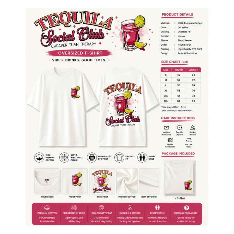 Tequila Social Club Oversized T-Shirt thumbnail 2