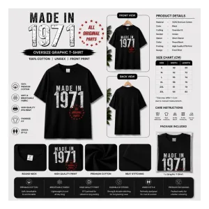 Made In 1971 All Original Parts Oversized T-Shirt