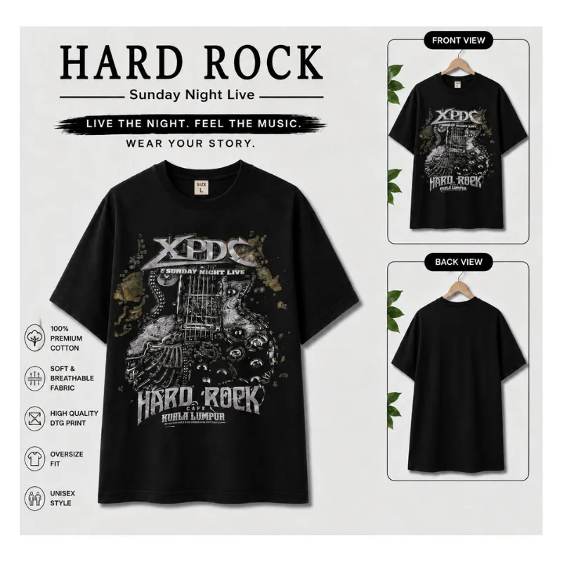 XPDC Hard Rock Graphic Oversized T-Shirt thumbnail 2